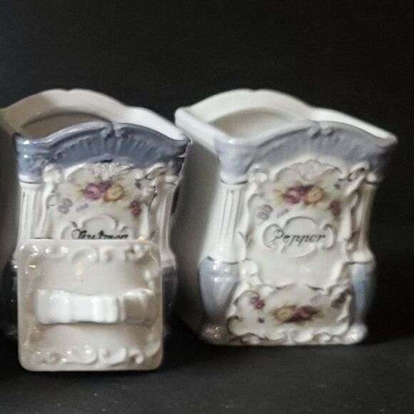 Hotta vu Shoten Lusterware Victorian Hand Painted Floral Canisters Japan 5 pc. - Picture 6 of 8